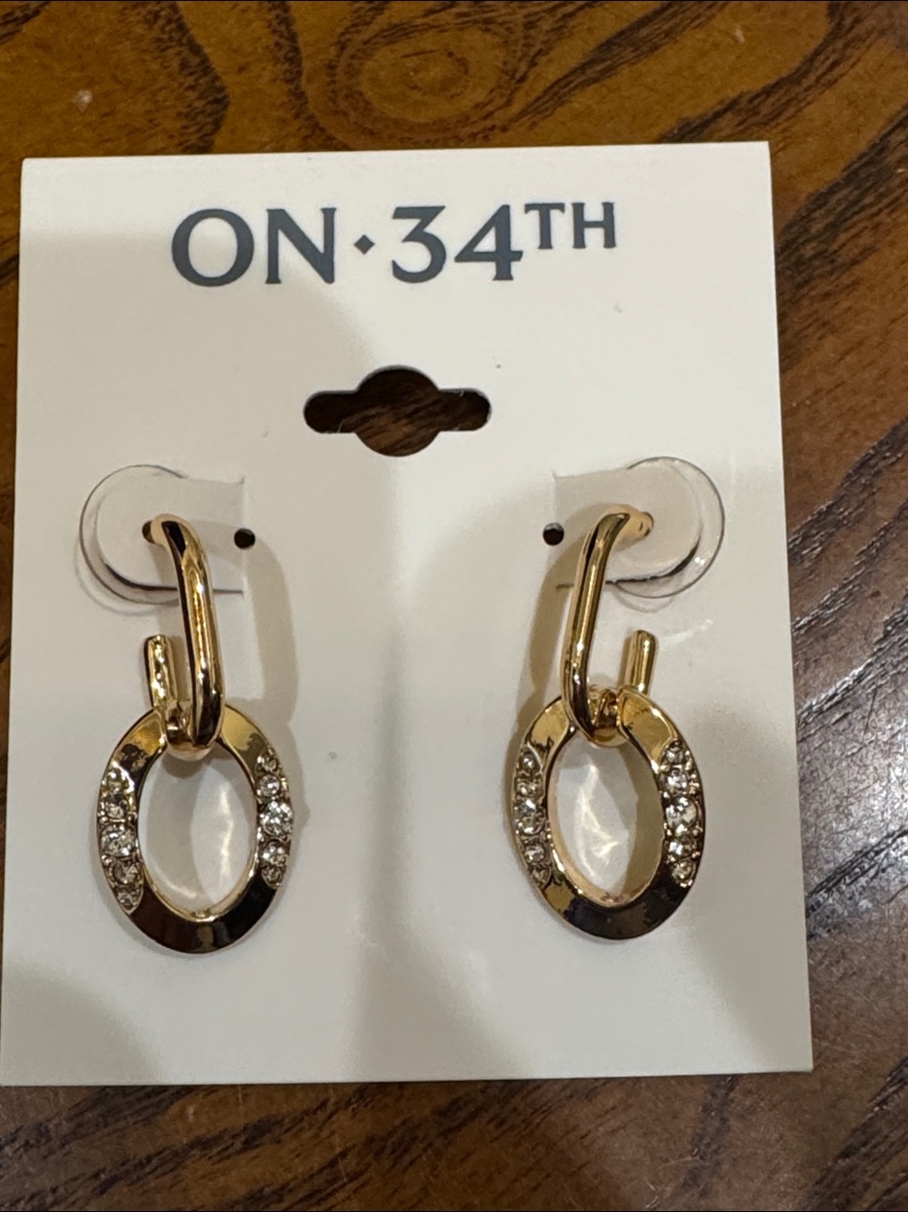 On 34th Pave Oval & Link Drop Earrings